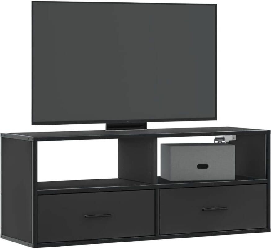 vidaXL Tv-meubel 100x31x39 5 cm bewerkt hout en metaal zwart