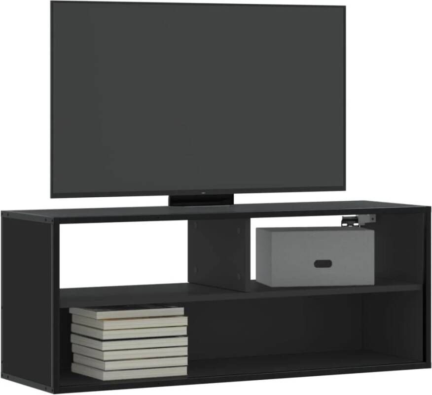 vidaXL Tv-meubel 100x31x39 5 cm bewerkt hout en metaal zwart