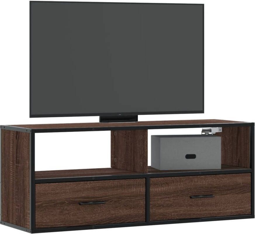 VidaXL Tv-meubel 100x31x39 5 cm bewerkt hout metaal bruin eikenkleurig