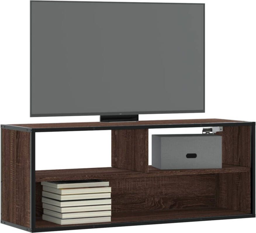 VidaXL Tv-meubel 100x31x39 5 cm bewerkt hout metaal bruin eikenkleurig