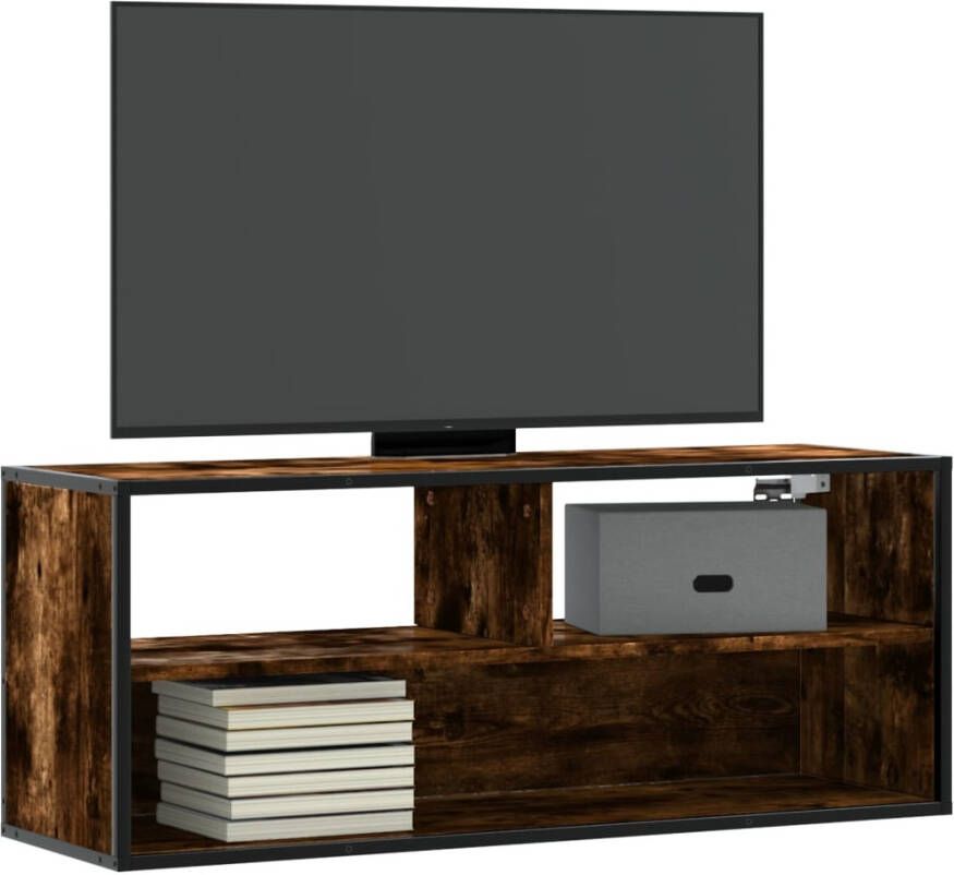 vidaXL Tv-meubel 100x31x39 5 cm bewerkt hout metaal gerookt eikenkleur