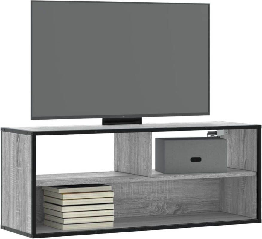 VidaXL Tv-meubel 100x31x39 5 cm bewerkt hout metaal grijs sonoma eiken