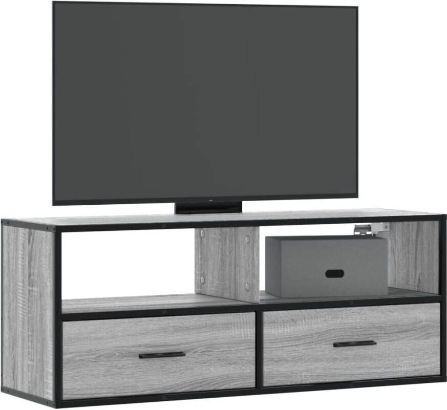 VidaXL Tv-meubel 100x31x39 5 cm bewerkt hout metaal grijs sonoma eiken