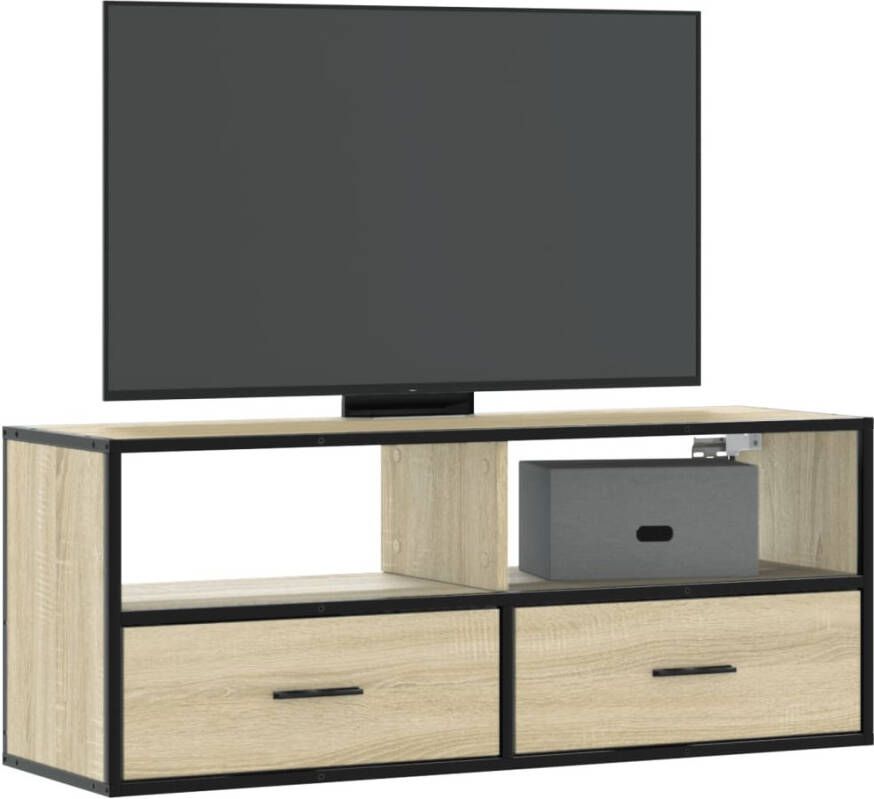 vidaXL Tv-meubel 100x31x39 5cm bewerkt hout metaal sonoma eikenkleurig