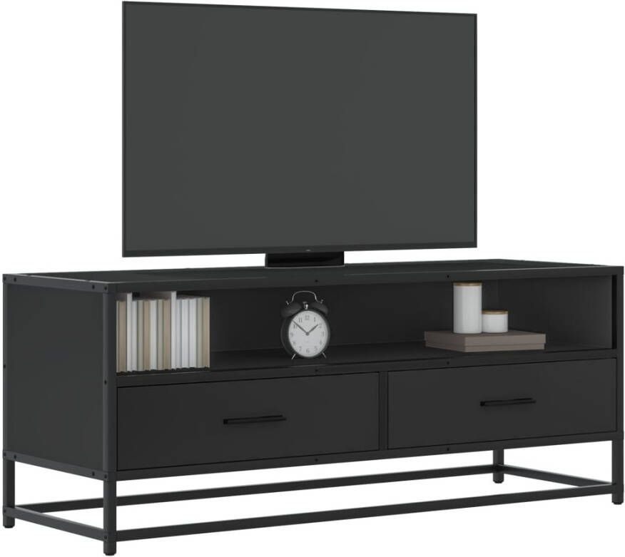 VidaXL Tv-meubel 100x34 5x40 cm bewerkt hout en metaal zwart