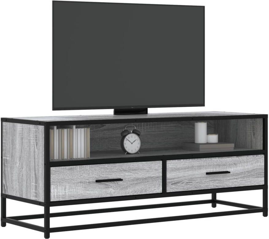 VidaXL Tv-meubel 100x34 5x40 cm bewerkt hout metaal grijs sonoma eiken