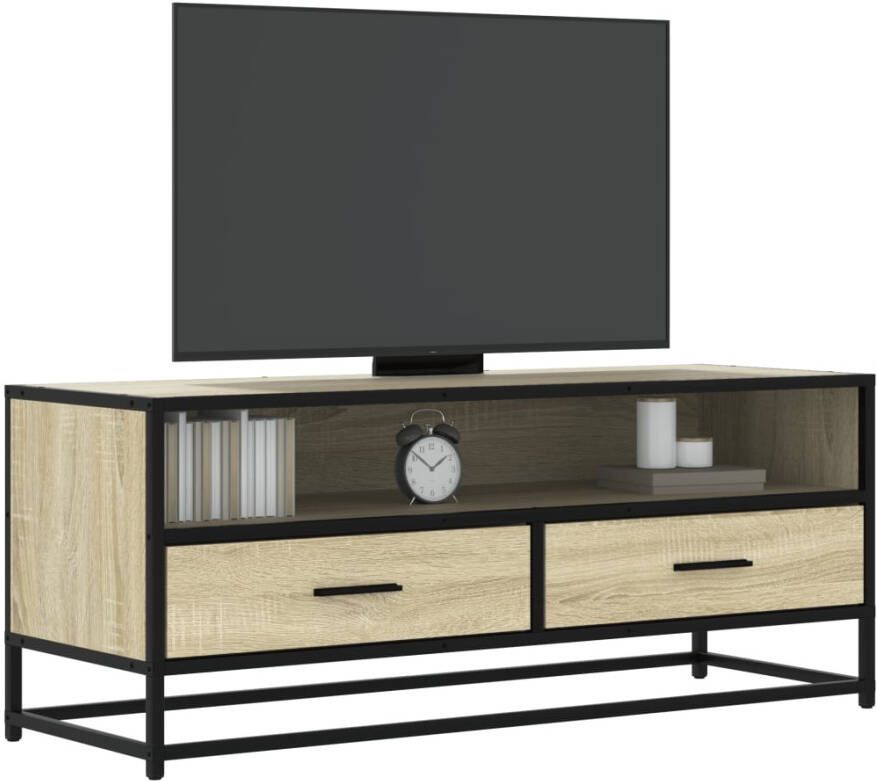 VidaXL Tv-meubel 100x34 5x40cm bewerkt hout metaal sonoma eikenkleurig