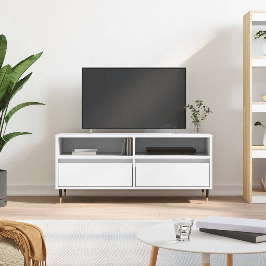 VidaXL Tv-meubel 100x34 5x44 5 cm bewerkt hout wit