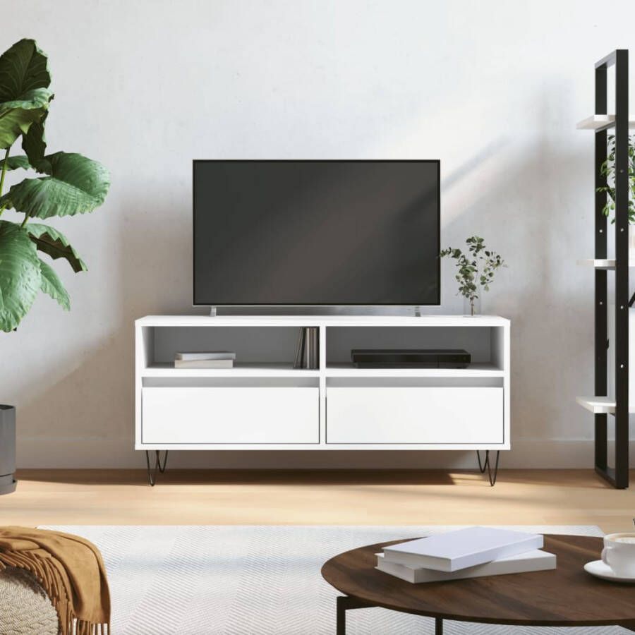 VidaXL Tv-meubel 100x34 5x44 5 cm bewerkt hout wit
