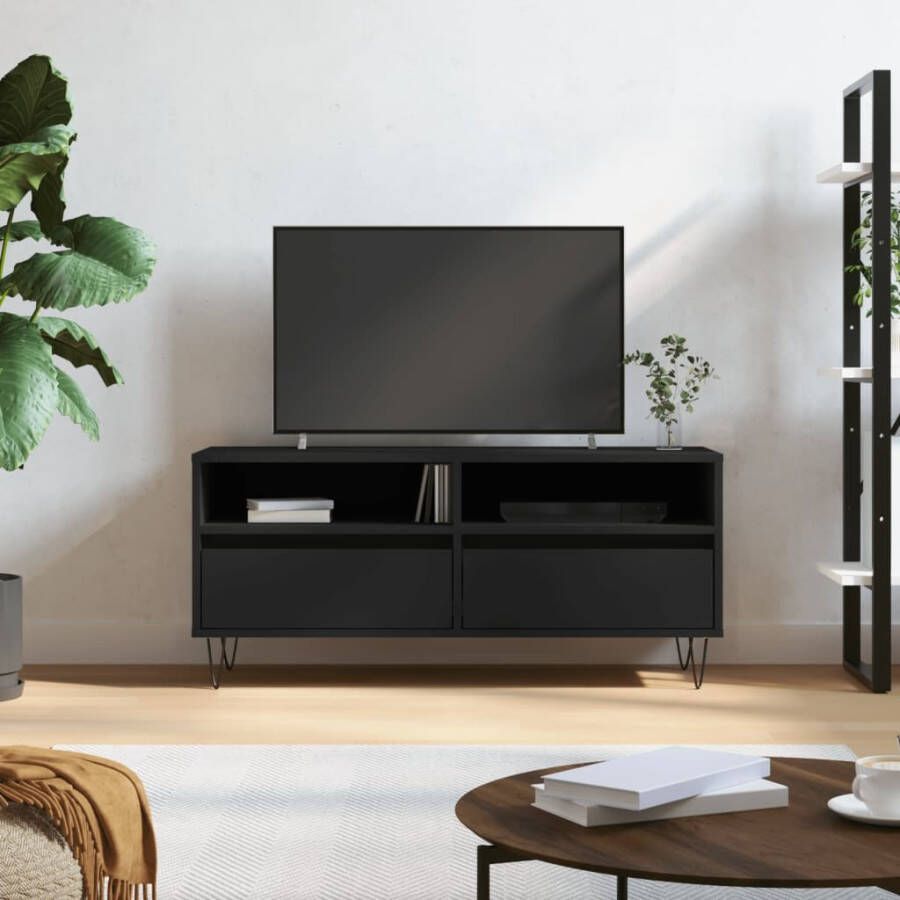 VidaXL Tv-meubel 100x34 5x44 5 cm bewerkt hout zwart