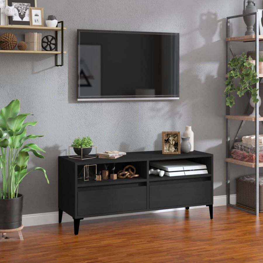 VidaXL Tv-meubel 100x34 5x44 5 cm bewerkt hout zwart
