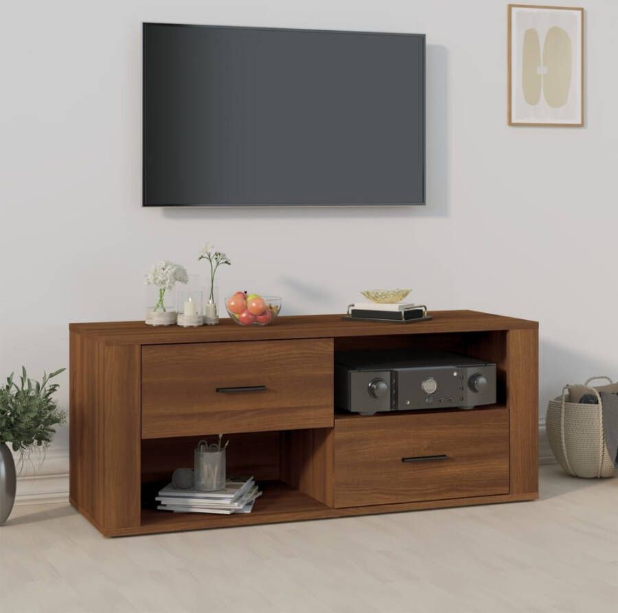 VidaXL Tv-meubel 100x35x40 cm bewerkt hout bruineikenkleurig