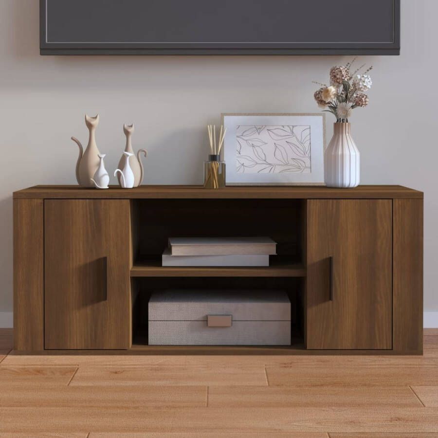 VidaXL Tv-meubel 100x35x40 cm bewerkt hout bruineikenkleurig