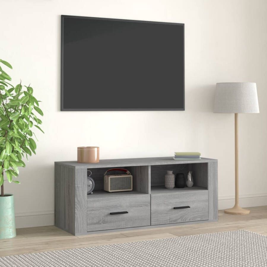 VidaXL Tv-meubel 100x35x40 cm bewerkt hout grijs sonoma eikenkleurig