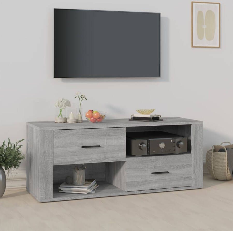 VidaXL Tv-meubel 100x35x40 cm bewerkt hout grijs sonoma eikenkleurig