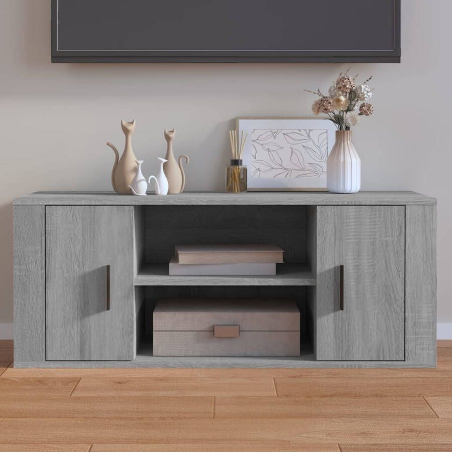 VidaXL Tv-meubel 100x35x40 cm bewerkt hout grijs sonoma eikenkleurig