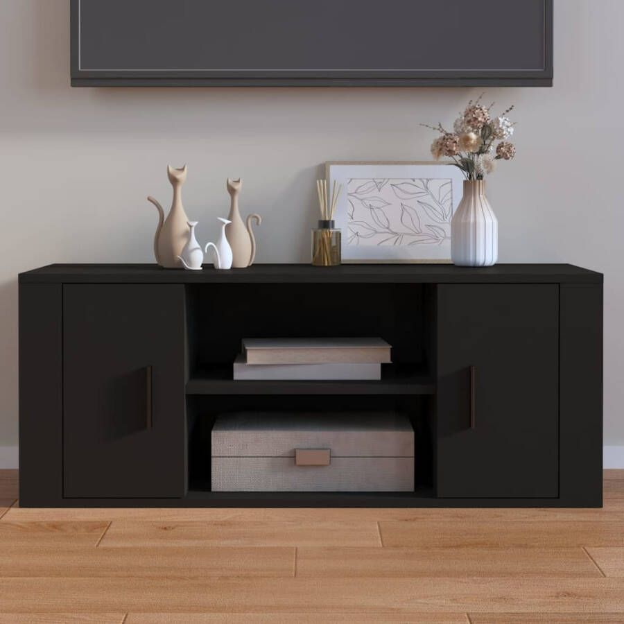 VidaXL Tv-meubel 100x35x40 cm bewerkt hout zwart