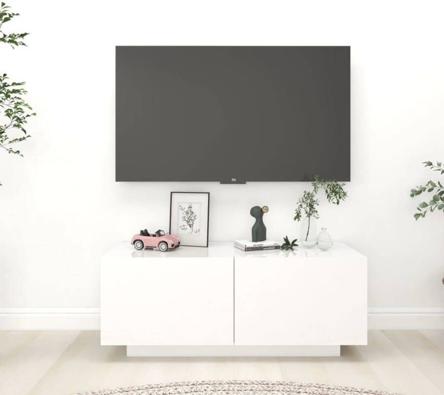 VidaXL Tv-meubel 100x35x40 cm spaanplaat hoogglans wit
