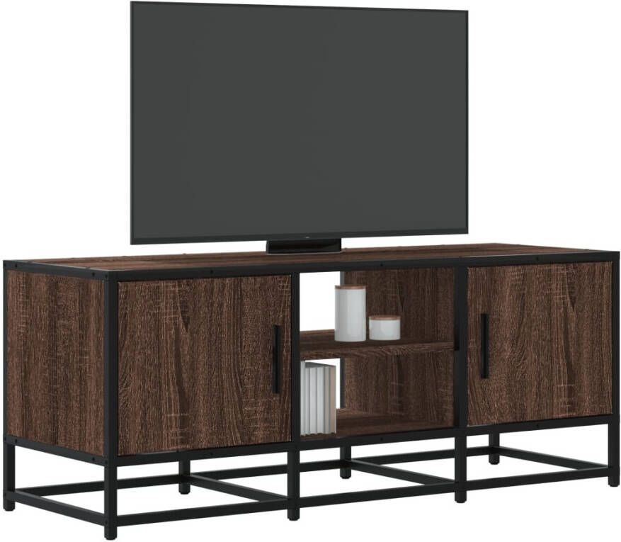 VidaXL Tv-meubel 100x35x41 cm bewerkt hout metaal bruin eikenkleur