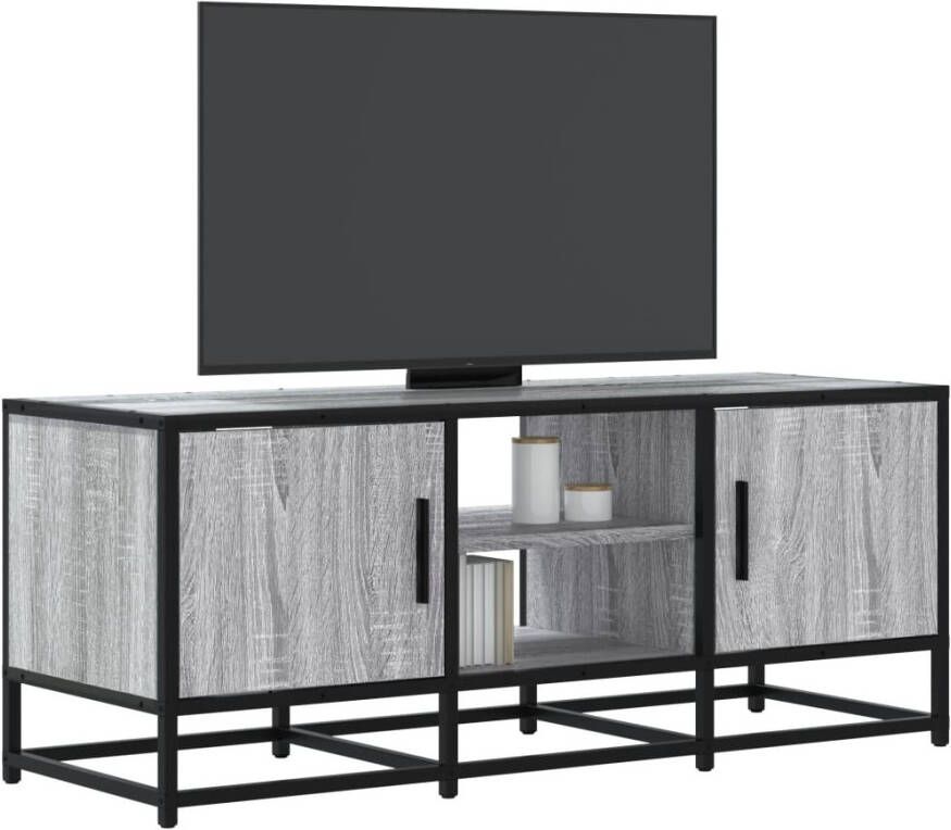 VidaXL Tv-meubel 100x35x41 cm bewerkt hout metaal grijs sonoma eiken