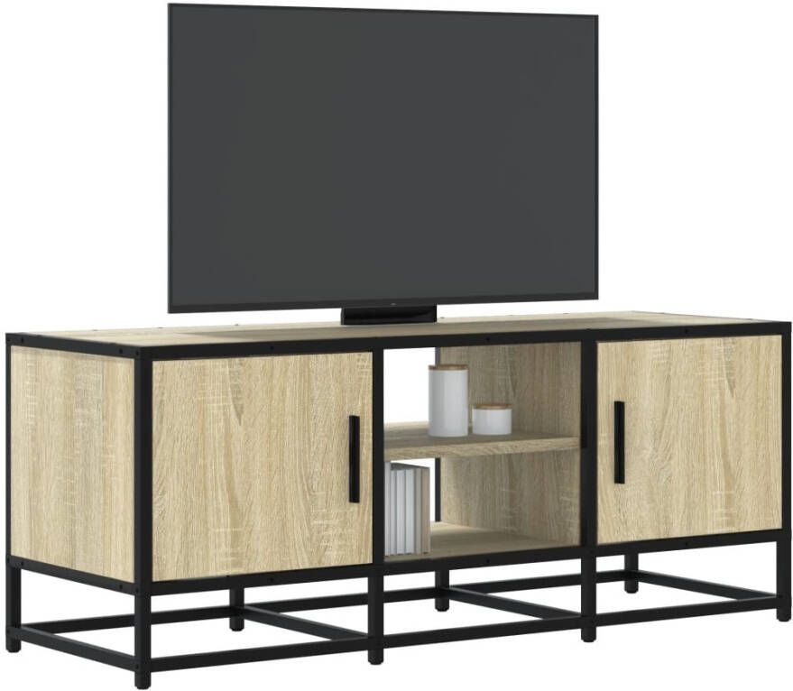 VidaXL Tv-meubel 100x35x41 cm bewerkt hout metaal sonoma eikenkleurig