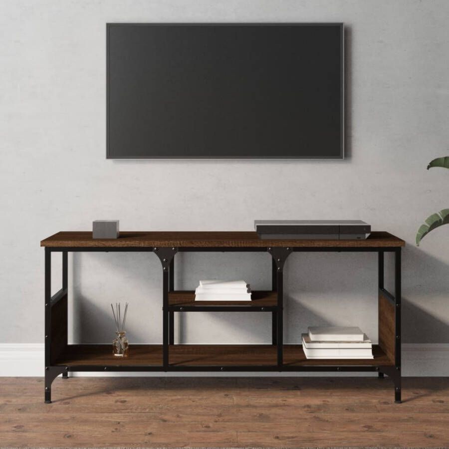 VidaXL Tv-meubel 100x35x45 cm bewerkt hout en ijzer bruin eikenkleur