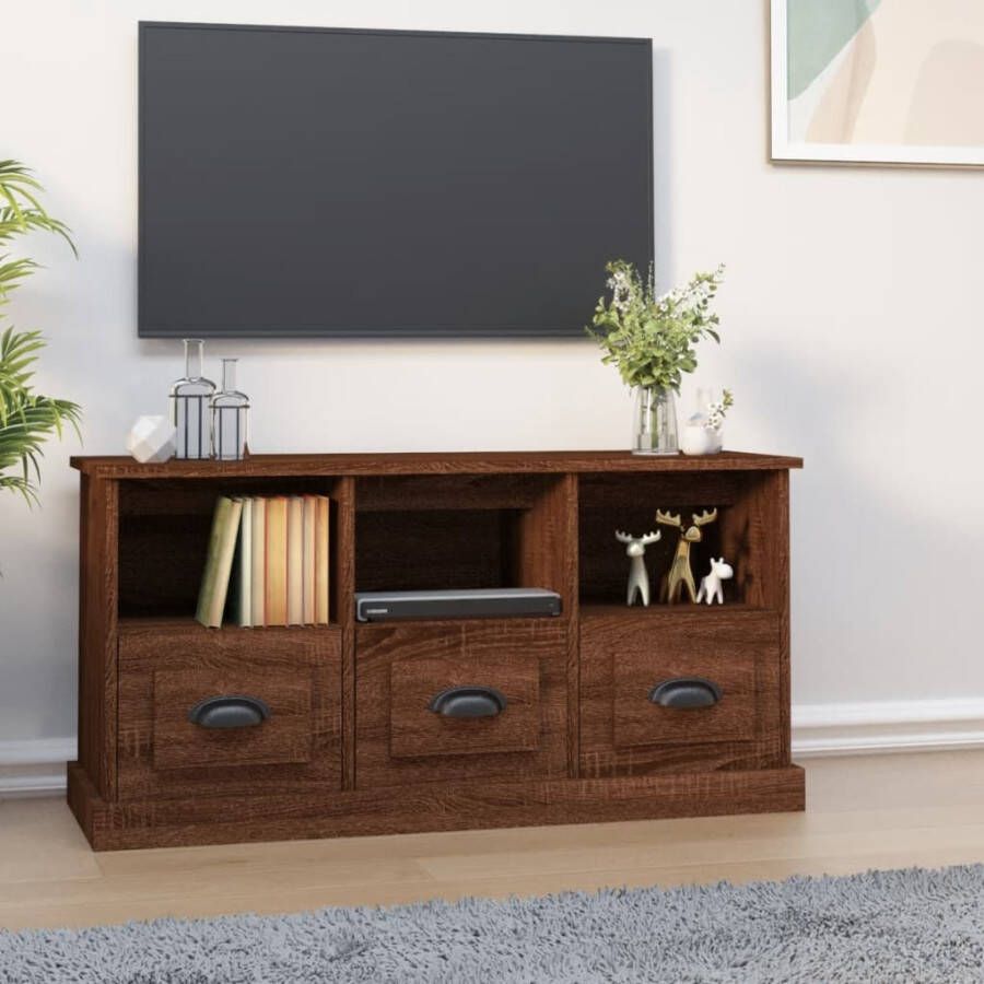 VidaXL Tv-meubel 100x35x50 cm bewerkt hout bruin eikenkleur