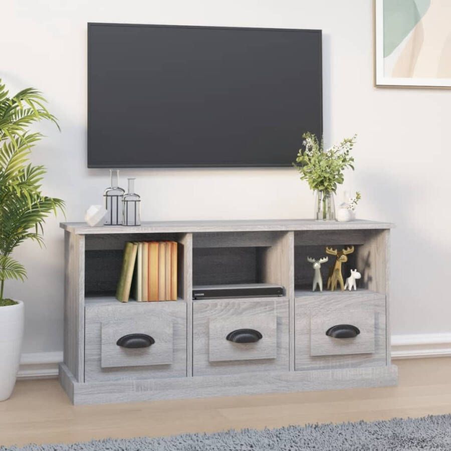 VidaXL Tv-meubel 100x35x50 cm bewerkt hout grijs sonoma eikenkleurig