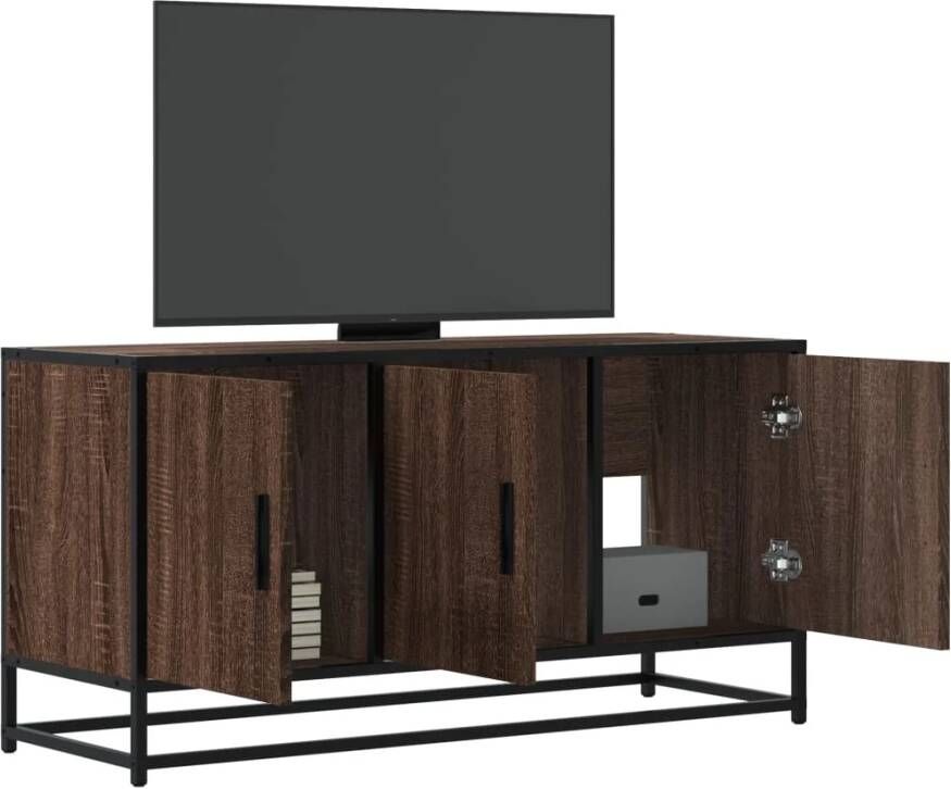 VidaXL Tv-meubel 100x35x50 cm bewerkt hout metaal bruin eikenkleur