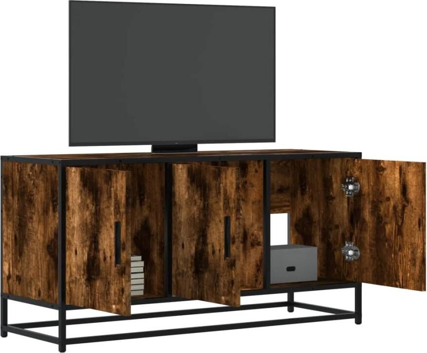 VidaXL Tv-meubel 100x35x50 cm bewerkt hout metaal gerookt eikenkleurig