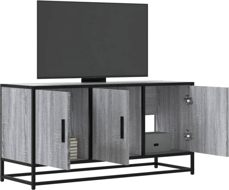 VidaXL Tv-meubel 100x35x50 cm bewerkt hout metaal grijs sonoma eiken