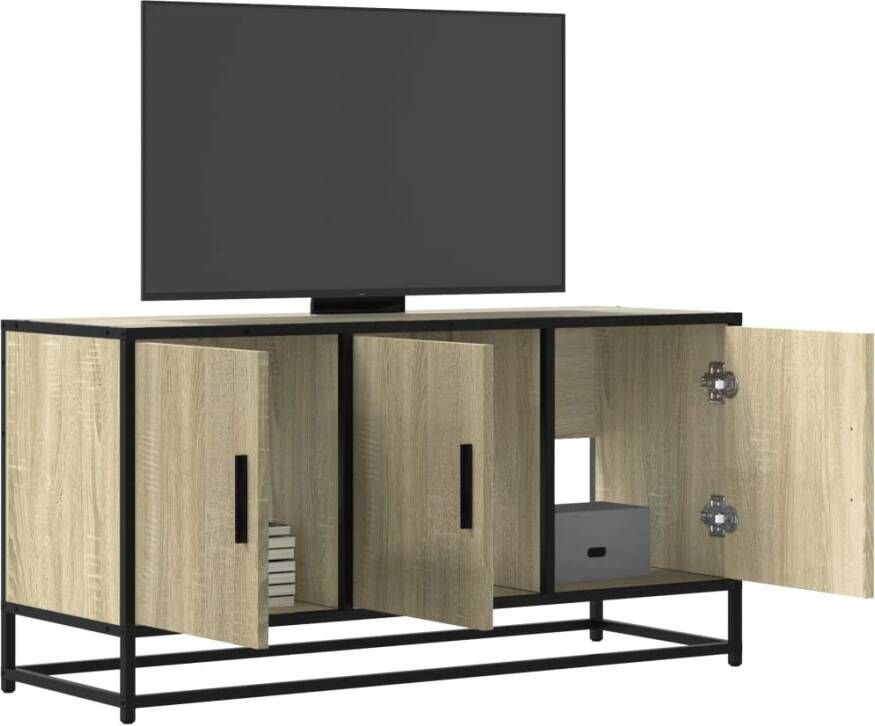 VidaXL Tv-meubel 100x35x50 cm bewerkt hout metaal sonoma eikenkleurig