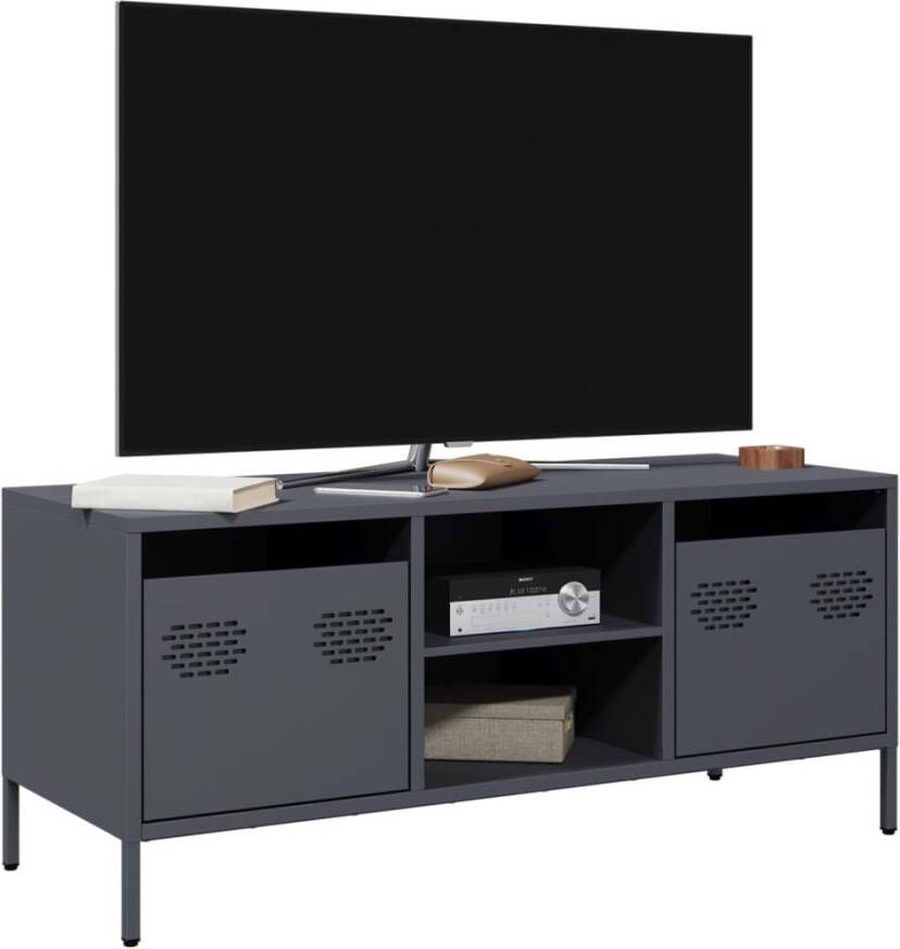 VidaXL Tv-meubel 101 5x39x43 5 cm koudgewalst staal antracietkleurig