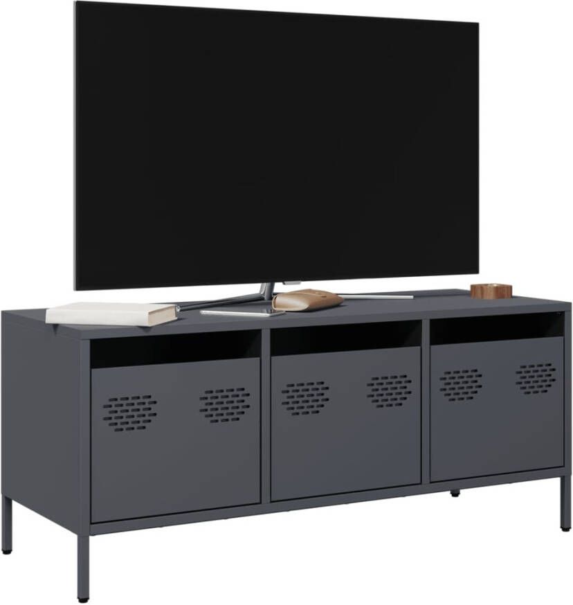 VidaXL Tv-meubel 101 5x39x43 5 cm koudgewalst staal antracietkleurig