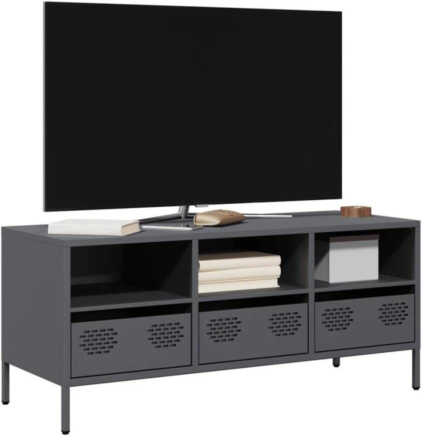 VidaXL Tv-meubel 101 5x39x43 5 cm koudgewalst staal antracietkleurig