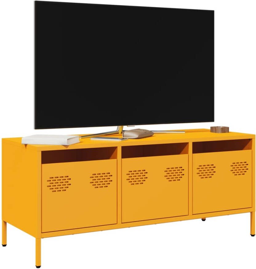 vidaXL Tv-meubel 101 5x39x43 5 cm koudgewalst staal mosterdgeel