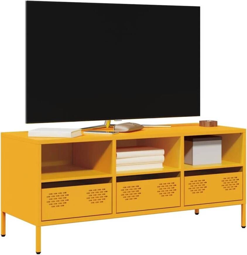 VidaXL Tv-meubel 101 5x39x43 5 cm koudgewalst staal mosterdgeel