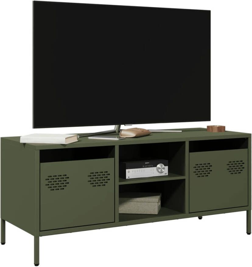 vidaXL Tv-meubel 101 5x39x43 5 cm koudgewalst staal olijfgroen