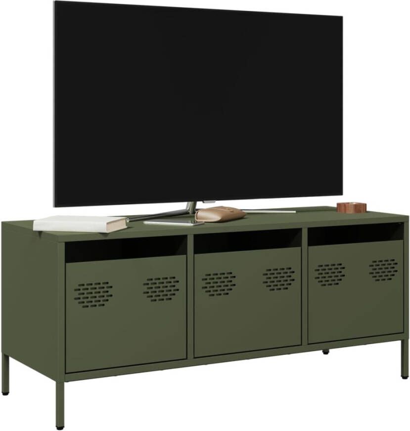 vidaXL Tv-meubel 101 5x39x43 5 cm koudgewalst staal olijfgroen