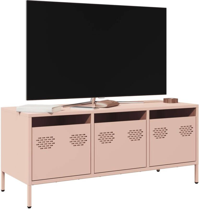 vidaXL Tv-meubel 101 5x39x43 5 cm koudgewalst staal roze