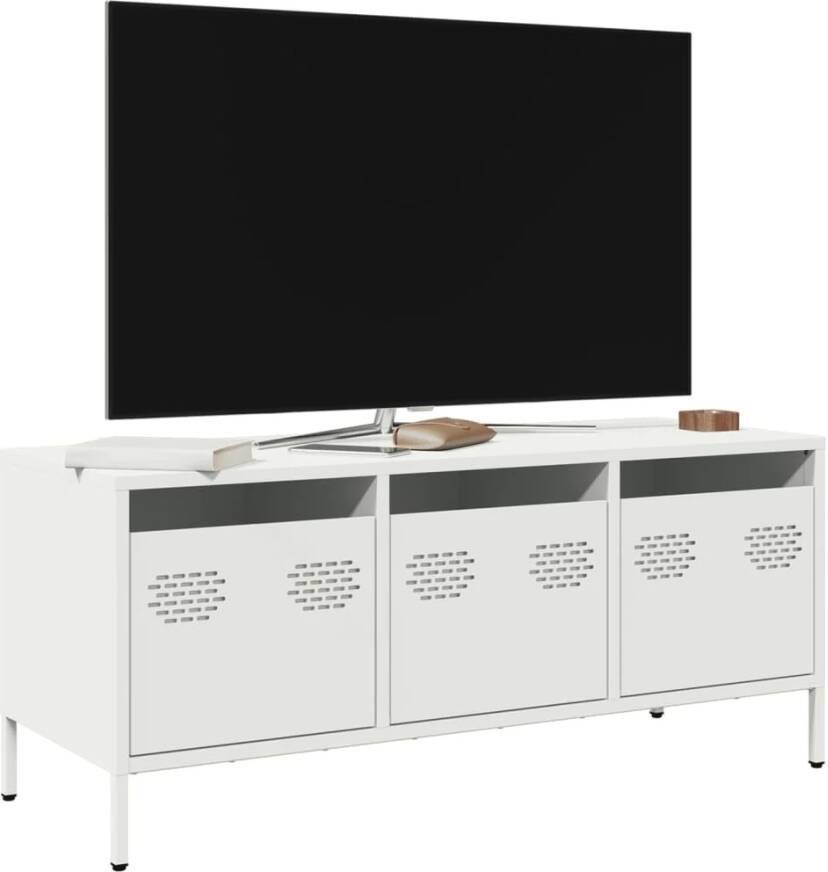 VidaXL Tv-meubel 101 5x39x43 5 cm koudgewalst staal wit