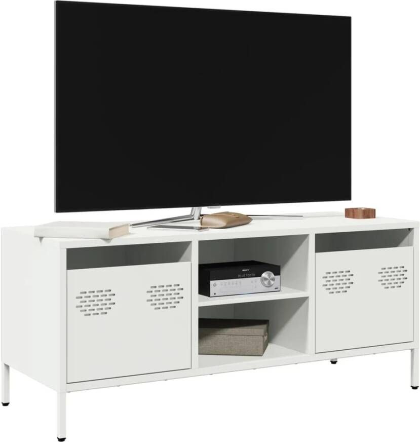 VidaXL Tv-meubel 101 5x39x43 5 cm koudgewalst staal wit