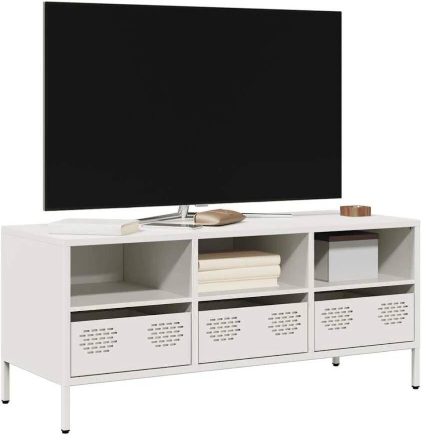 VidaXL Tv-meubel 101 5x39x43 5 cm koudgewalst staal wit