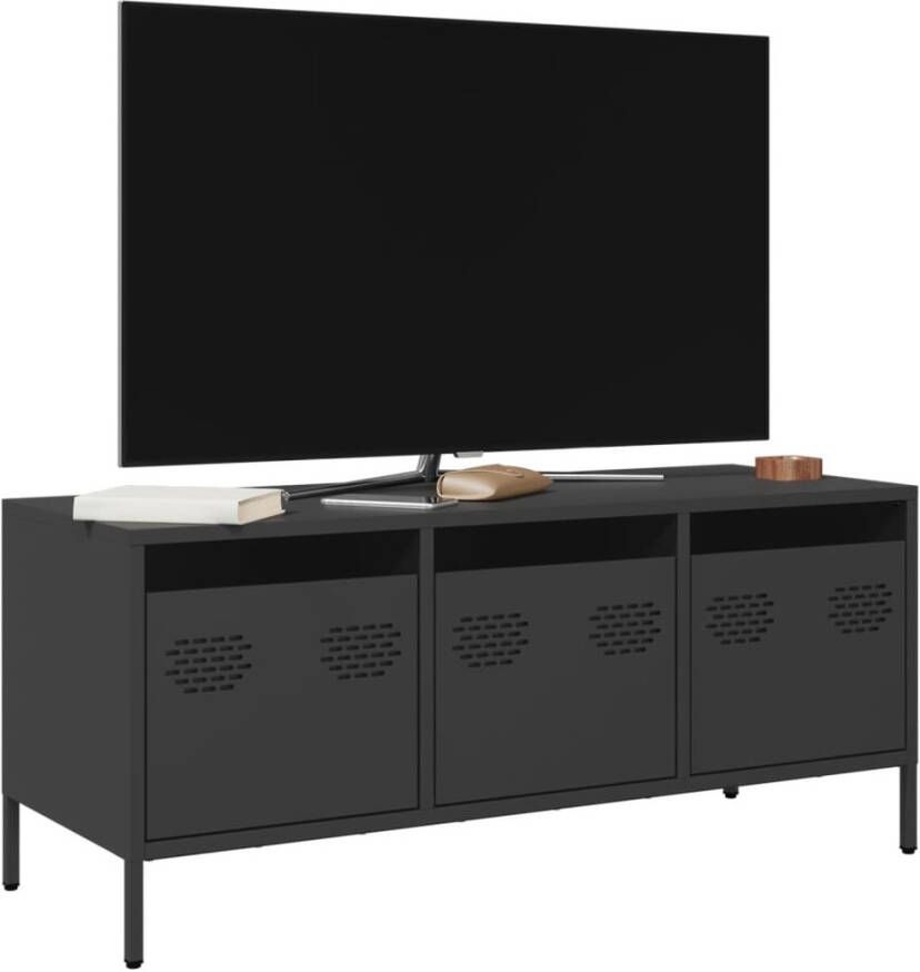 vidaXL Tv-meubel 101 5x39x43 5 cm koudgewalst staal zwart