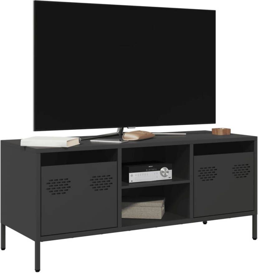 VidaXL Tv-meubel 101 5x39x43 5 cm koudgewalst staal zwart