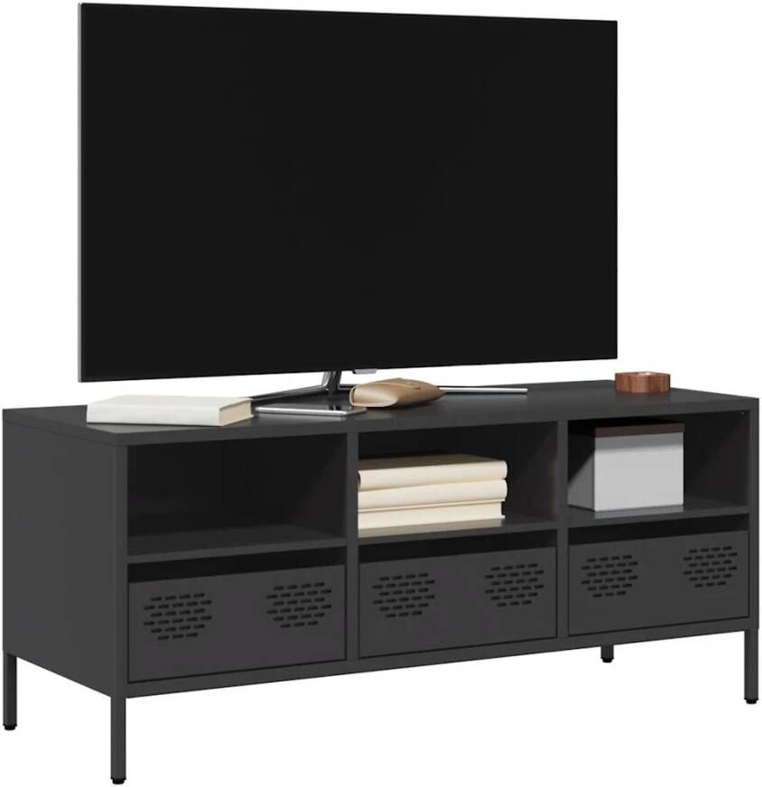 VidaXL Tv-meubel 101 5x39x43 5 cm koudgewalst staal zwart