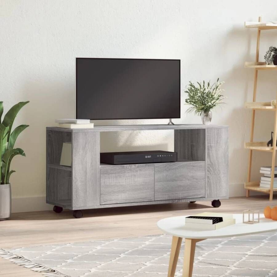 vidaXL Tv-meubel 102x34 5x43 cm bewerkt hout grijs sonoma eikenkleurig