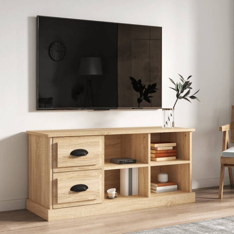 VidaXL Tv-meubel 102x35 5x47 5 cm bewerkt hout sonoma eikenkleurig