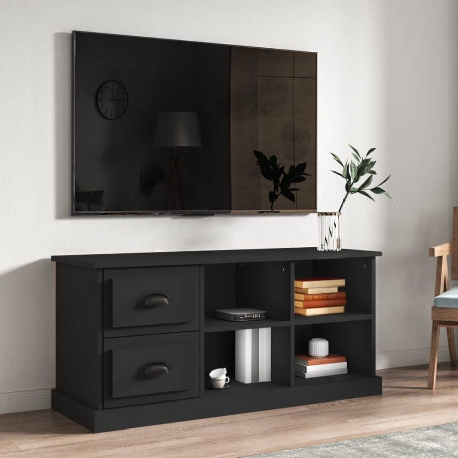 VidaXL Tv-meubel 102x35 5x47 5 cm bewerkt hout zwart