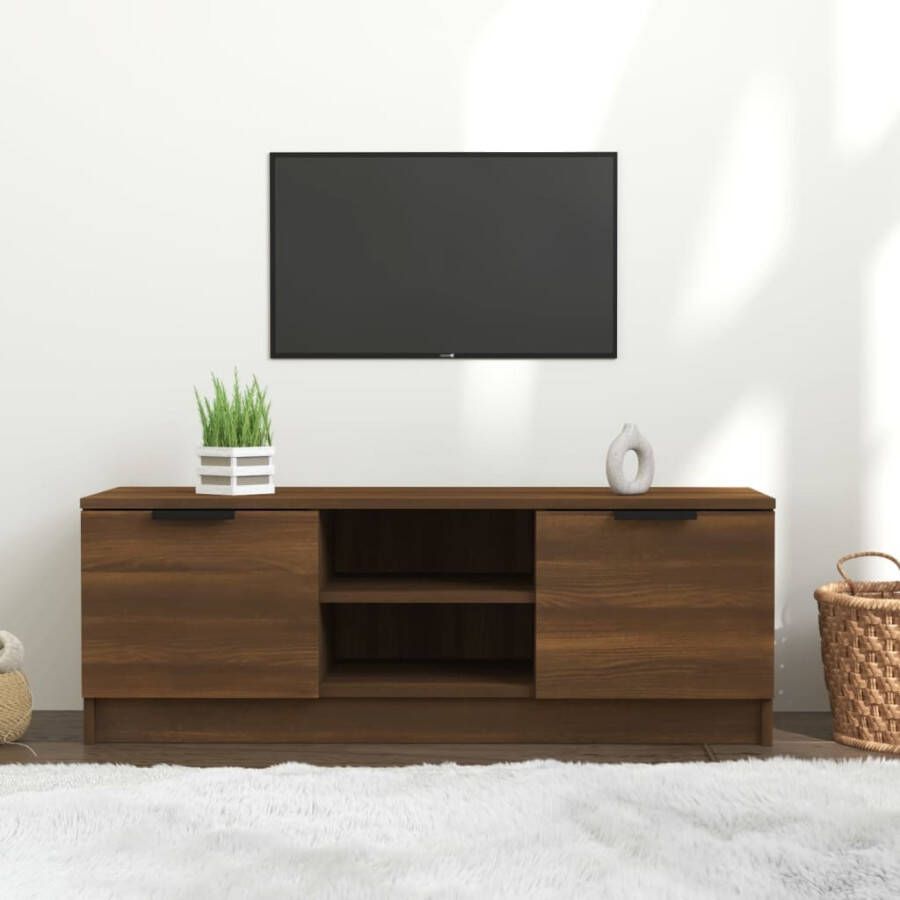 vidaXL Tv-meubel 102x35x36 5 cm bewerkt hout bruin eikenkleur